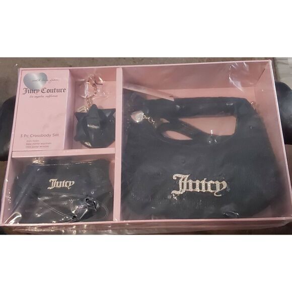 Juicy Couture Handbags - NWT~JUICY COUTURE Boxed 3 Pc. Black Sequin Crossbody Bag Set~$99 Retail Value
